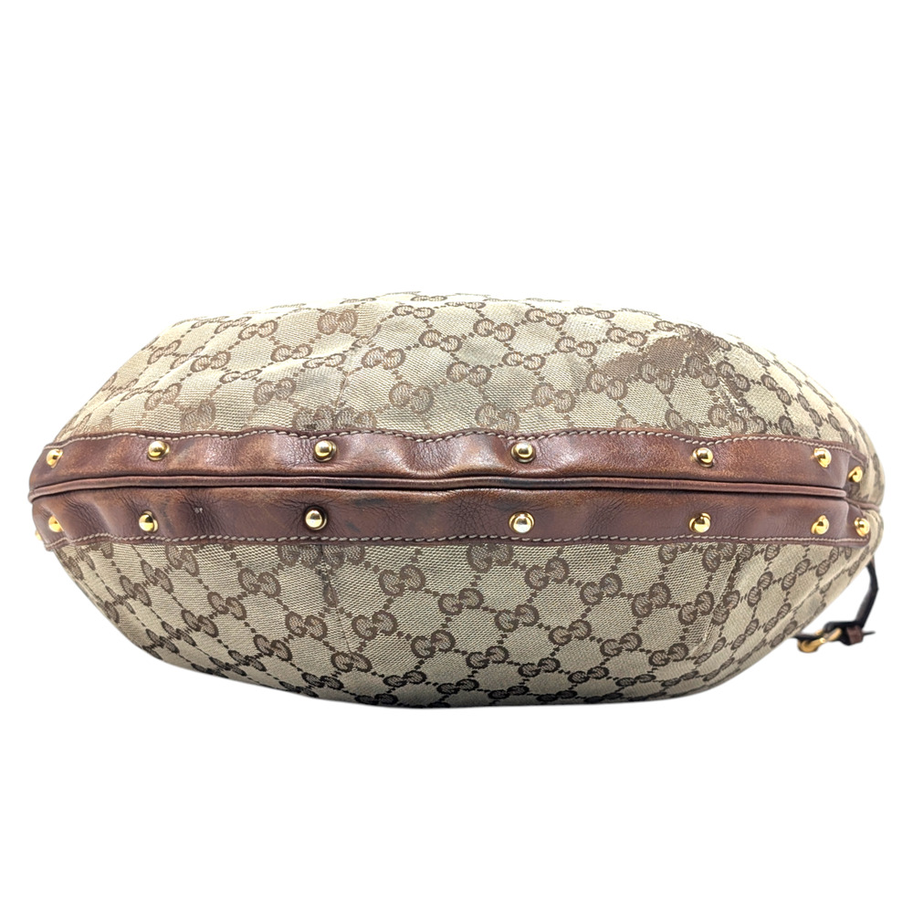 GUCCI Monogram GG Large Biba Studded Hobo Brown - Picture 10 of 12